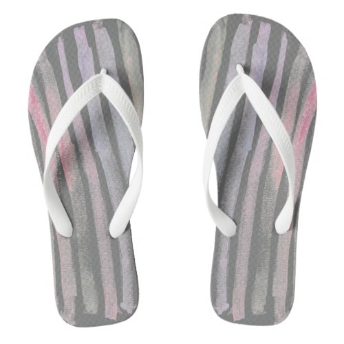 Watercolor painterly stripes artistic modern  flip flops