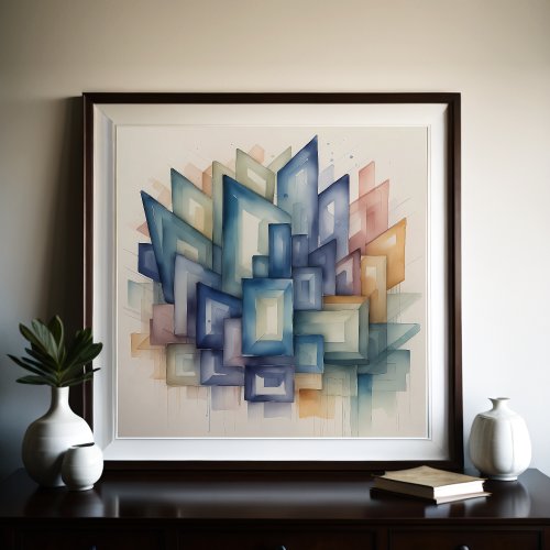Watercolor Painting Abstract Modern Geometric 11 Poster