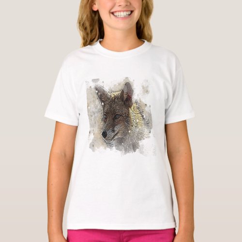 Watercolor painting and drawing of a fox T_Shirt