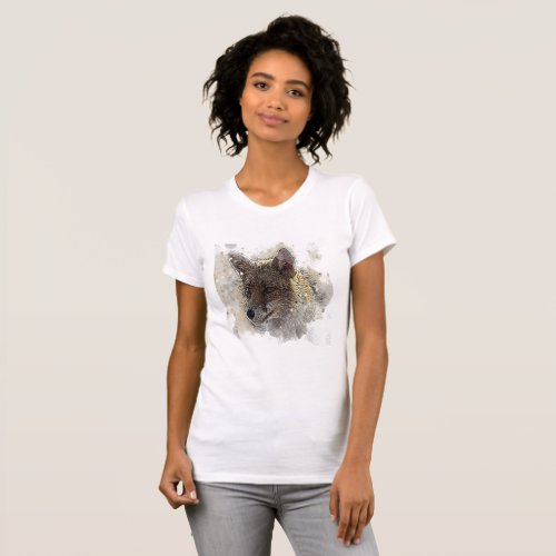 Watercolor painting and drawing of a fox T_Shirt
