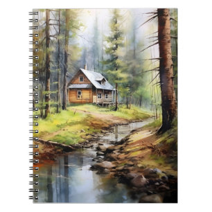 Watercolor Painting Awesome Cabin In The Woods Notebook