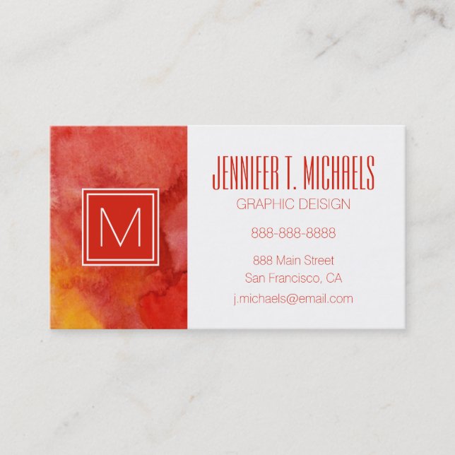 Watercolor painting background. business card (Front)