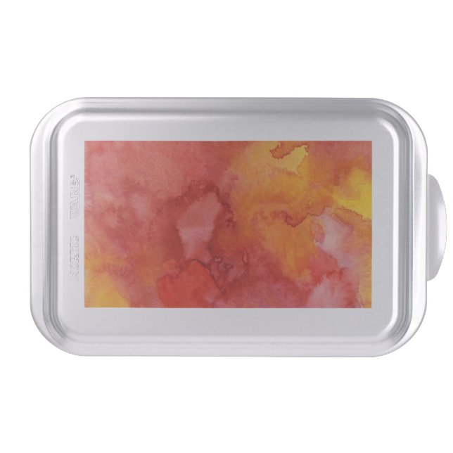 Watercolor painting background. cake pan (Front)