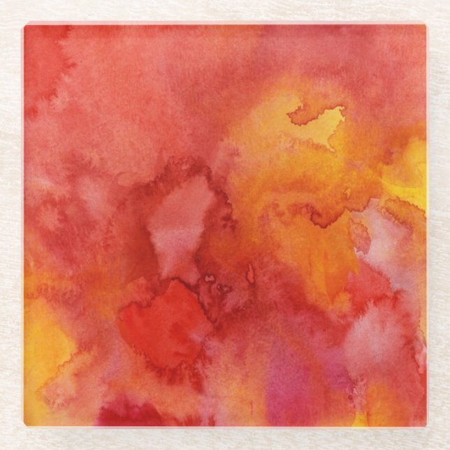 Watercolor painting background. glass coaster (Front)