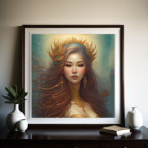 Watercolor Painting Beautiful Asian Woman
