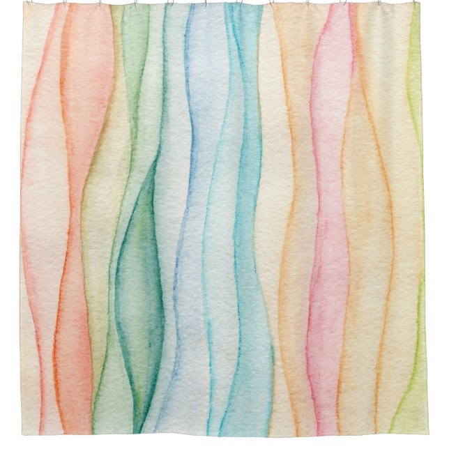 Watercolor painting colorful painting shower curtain (Front)