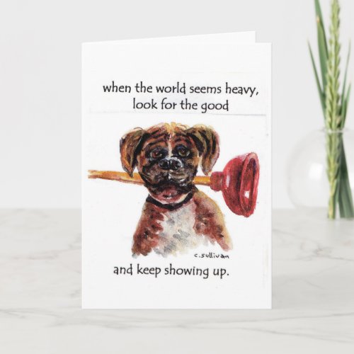 watercolor painting dog  inspirational message card