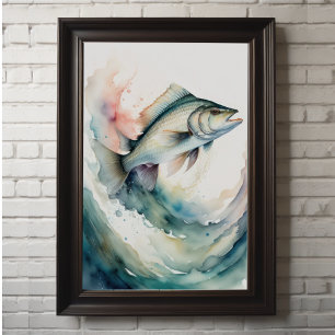 Watercolor Painting Drawing Fish Poster