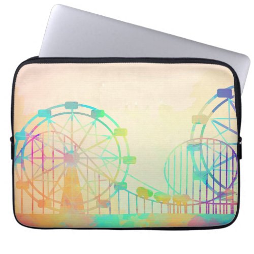 Watercolor Painting Ferris Wheel Fairground Art Laptop Sleeve