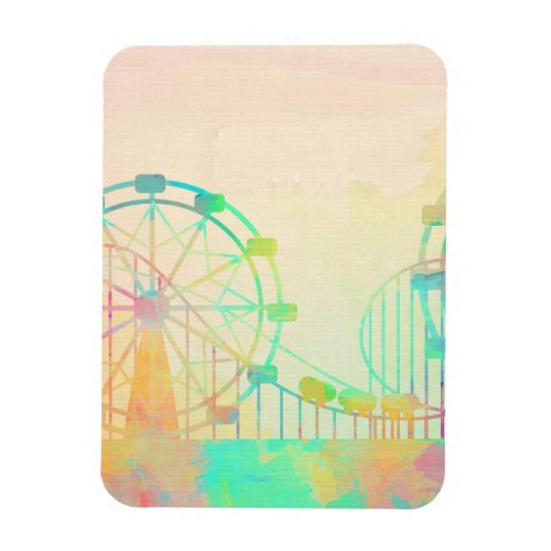 Watercolor Painting Ferris Wheel Fairground Art Magnet