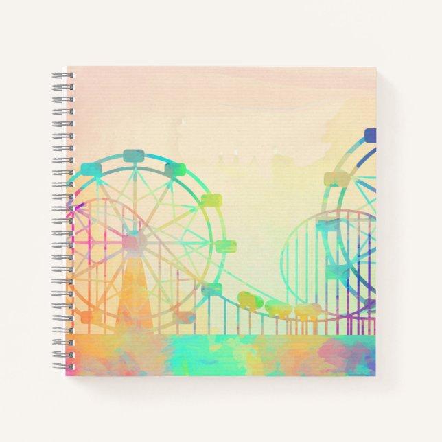 Watercolor Painting Ferris Wheel Fairground Art Notebook (Front)