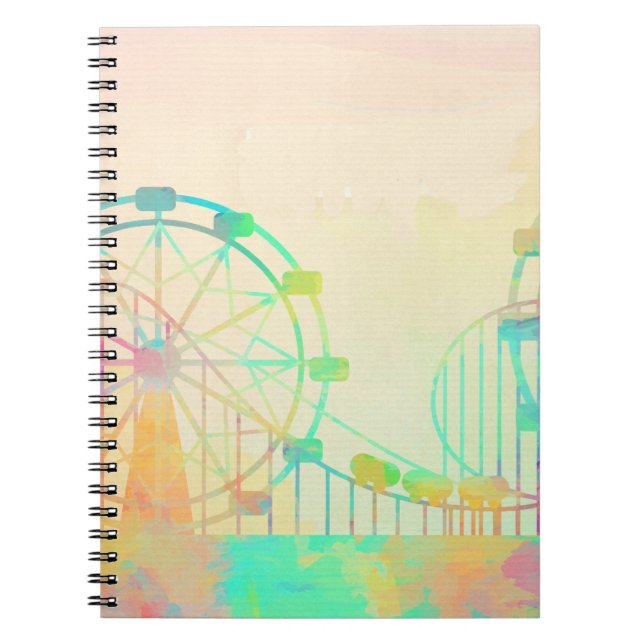 Watercolor Painting Ferris Wheel Fairground Art Notebook (Front)