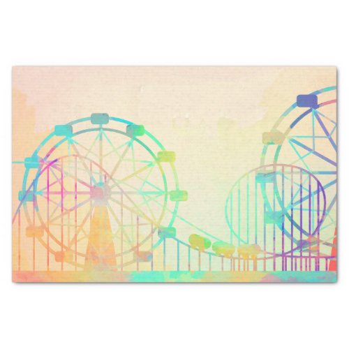 Watercolor Painting Ferris Wheel Fairground Art Tissue Paper