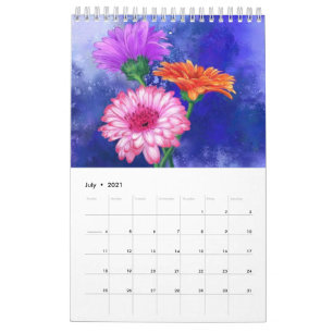 Watercolor Painting Flowers Calendar