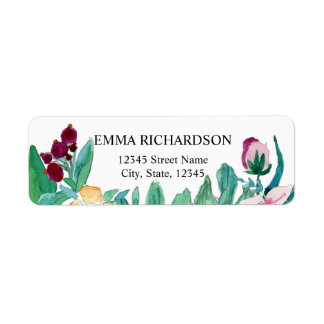 Watercolor Painting Flowers Label