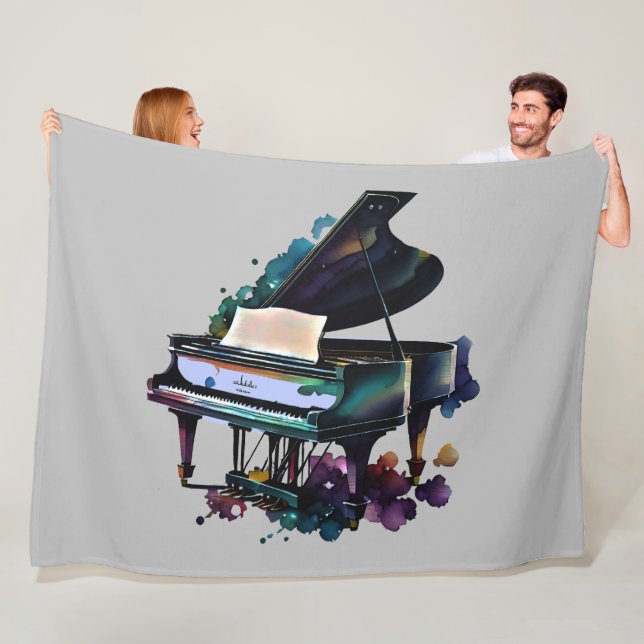 Watercolor Painting Grand Piano Fleece Blanket (In Situ)
