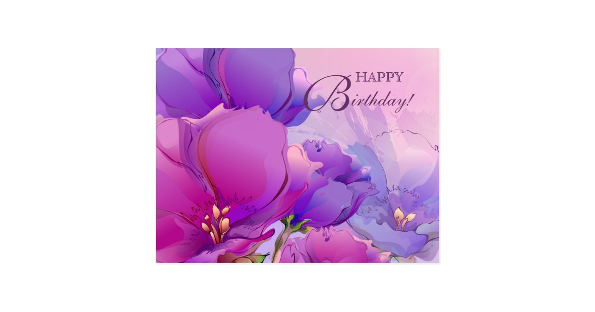 Watercolor Painting Happy Birthday Postcards