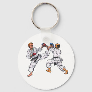 watercolor painting karate men fighting tournament keychain