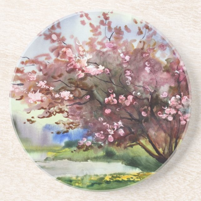 Watercolor Painting Landscape Coaster (Front)