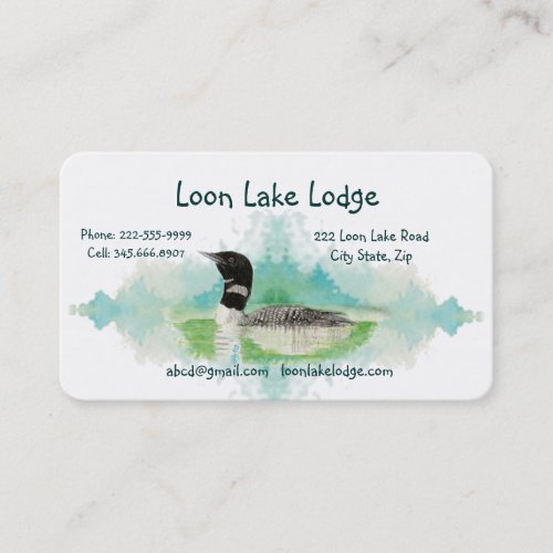 Watercolor Painting Loon Wilderness Bird Business Business Card