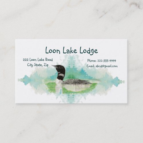 Watercolor Painting Loon, Wilderness Bird Business Card Templates