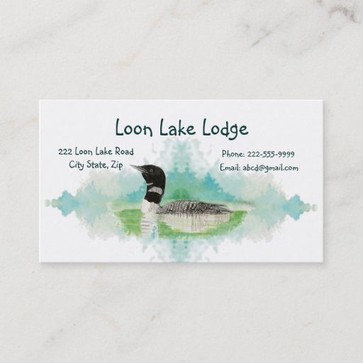 Customizable Watercolor Painting Loon, Wilderness Bird Business Card Templates