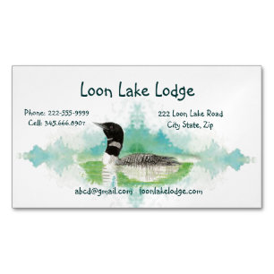 Watercolor Painting Loon, Wilderness Bird  Business Card Magnet