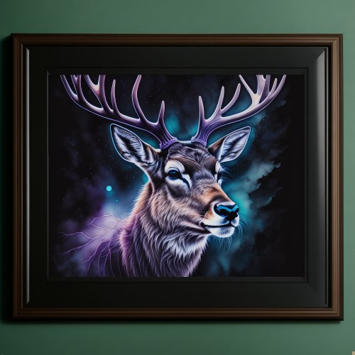 Watercolor Painting Majestic Deer 54 Poster