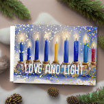 Watercolor Painting Menorah Love and Light Holiday Card<br><div class="desc">Holiday themed items designed by Umua. Printed and shipped by Zazzle or their affiliates.</div>