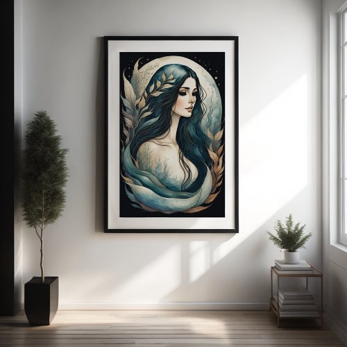 Watercolor Painting Mermaid Poster