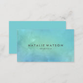 Watercolor Painting Modern Minimalist Turquoise Business Card (Front/Back)