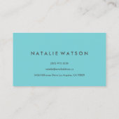 Watercolor Painting Modern Minimalist Turquoise Business Card (Back)
