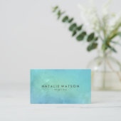 Watercolor Painting Modern Minimalist Turquoise Business Card (Standing Front)