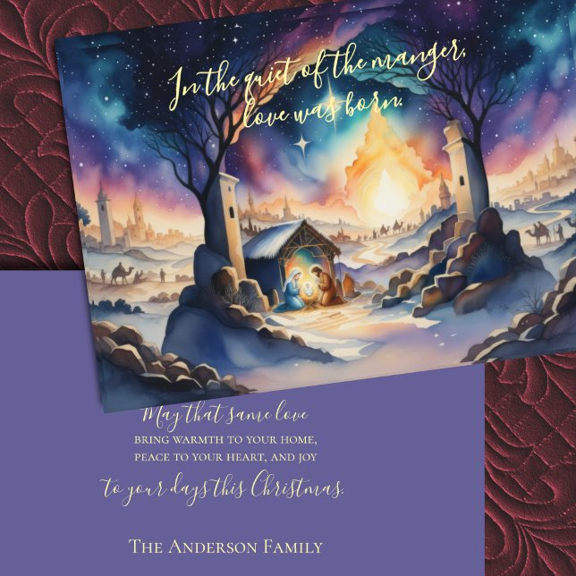 Watercolor Painting Nativity Scene Holiday Card (Creator Uploaded)