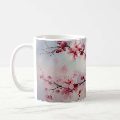 Watercolor painting of a cherry blossom branch coffee mug