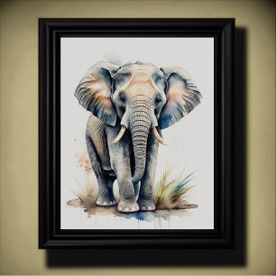 Watercolor Painting of a Elephant 5:4 Poster