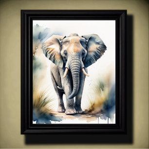 Watercolor Painting of a Elephant 5:4 Poster