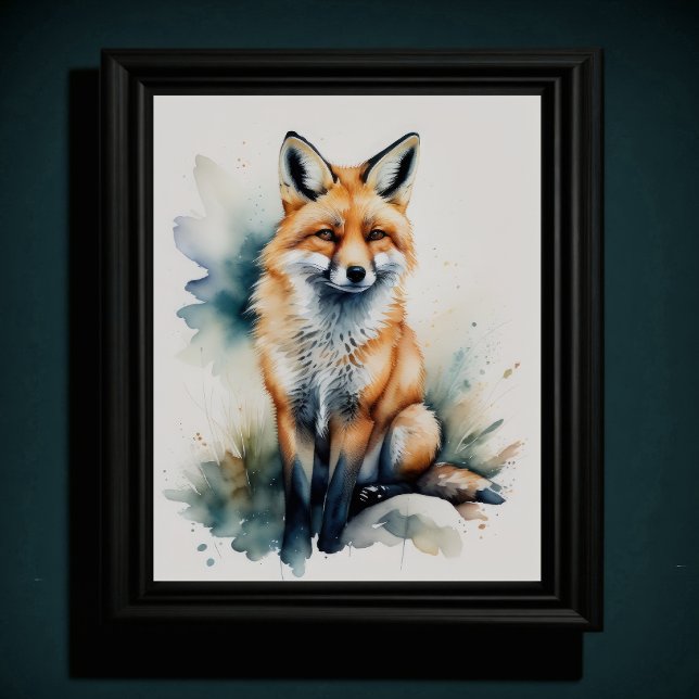 Watercolor Painting of a Fox 5:4 Poster (Creator Uploaded)