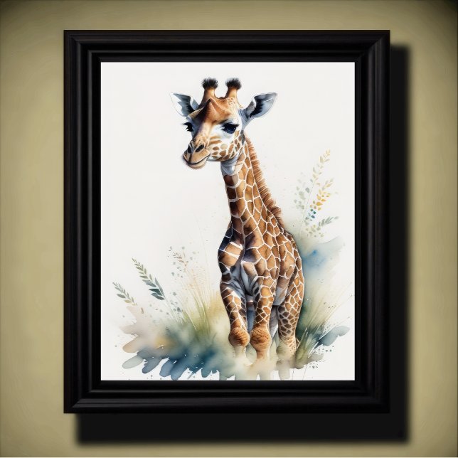 Watercolor Painting of a Giraffe 5:4 Poster (Creator Uploaded)