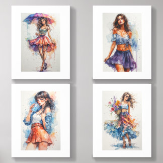 Watercolor Painting of a Lady on a Acrylic Photo Tile