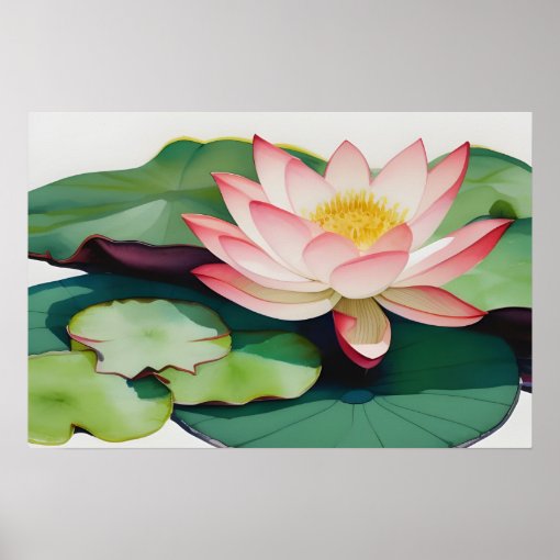 Watercolor Painting Of A Lotus Flower Poster | Zazzle