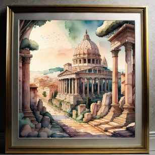 Watercolor Painting of Ancient Rome II Poster