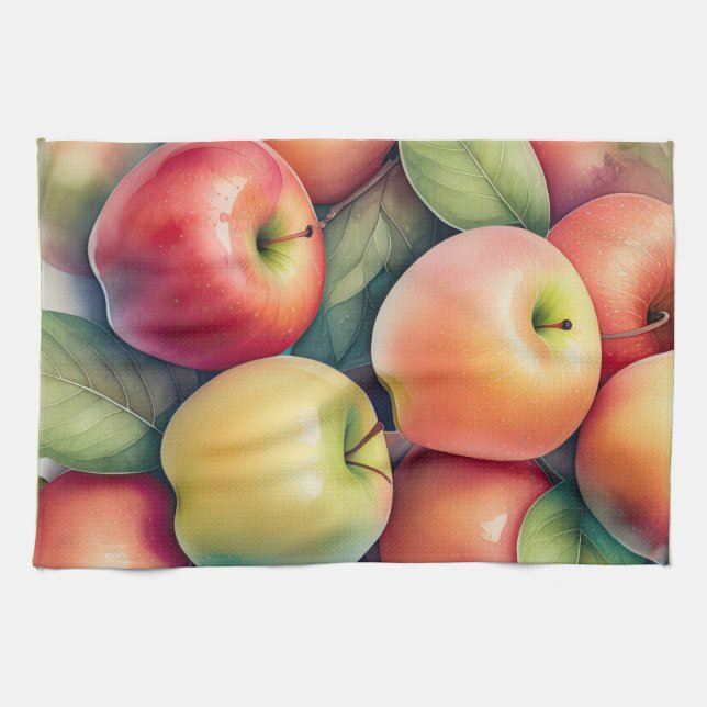 Watercolor Painting of Apples Kitchen Towel (Horizontal)