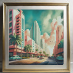 Watercolor Painting of Art Deco Miami Poster<br><div class="desc">Watercolor Painting of Art Deco Miami The aspect ratio is 1:1. It was designed to be printed as 20"x20" 16"x16" 12"x12"</div>