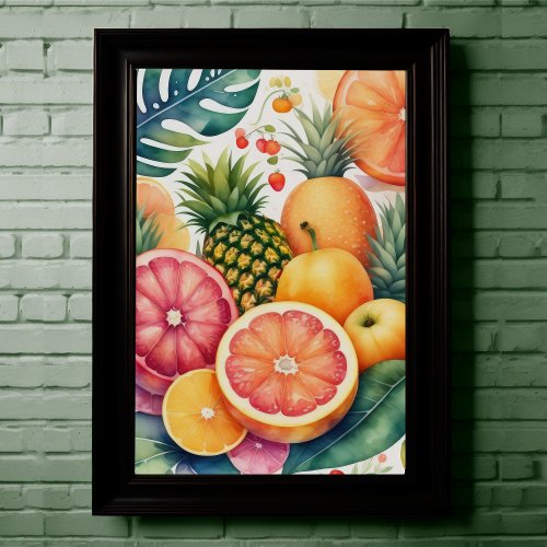 Watercolor Painting of Assorted Fruit III Poster