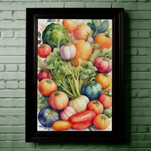 Watercolor Painting of Assorted Vegetables II Poster