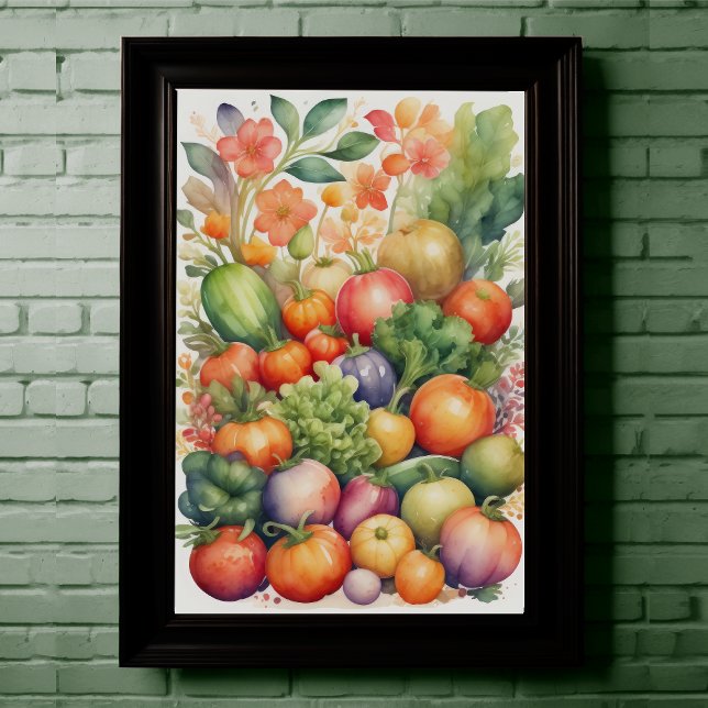 Watercolor Painting of Assorted Vegetables Poster (Creator Uploaded)