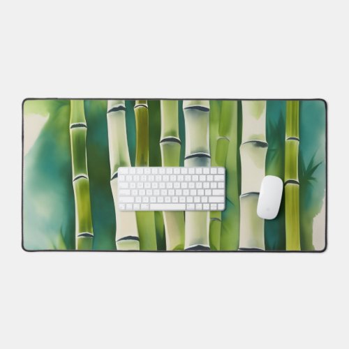 Watercolor Painting Of Bamboo Desk Mat