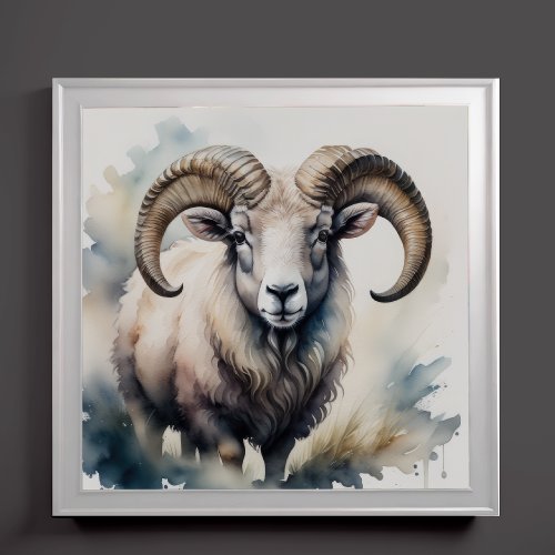 Watercolor Painting of Big Horn Sheep II Poster