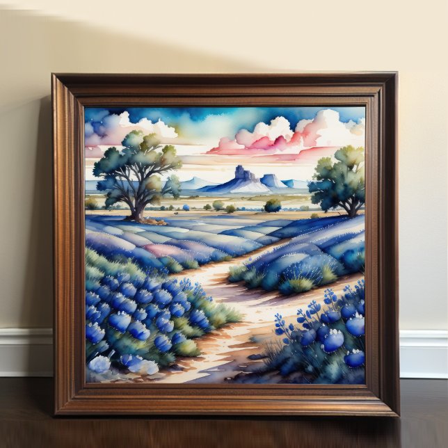 Watercolor Painting of Bluebonnet Landscape Poster (Creator Uploaded)